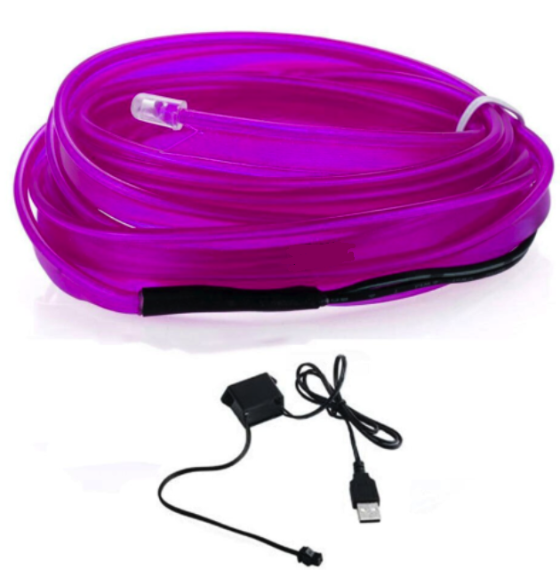 Fir neon MOV lumina ambientala auto USB 5 METRI